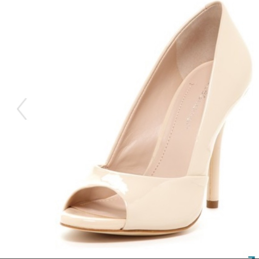 BCBG Izzie nude peep toe pumps size 6